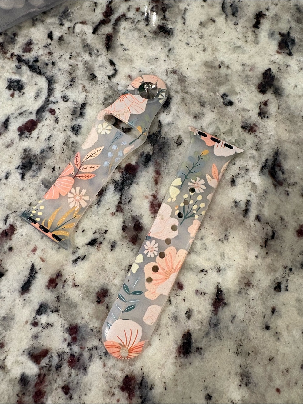 Floral Silicone Watch Band with Pink & Cream Flowers